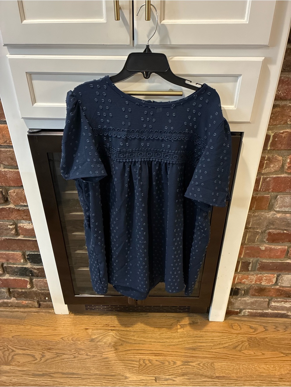 Navy Eyelet Babydoll Women's Top - Classic Navy
